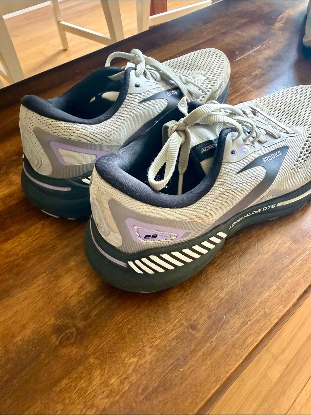 Brooks Women’s Adrenaline GTS Running Shoes - Light Gray with Lavender Accents